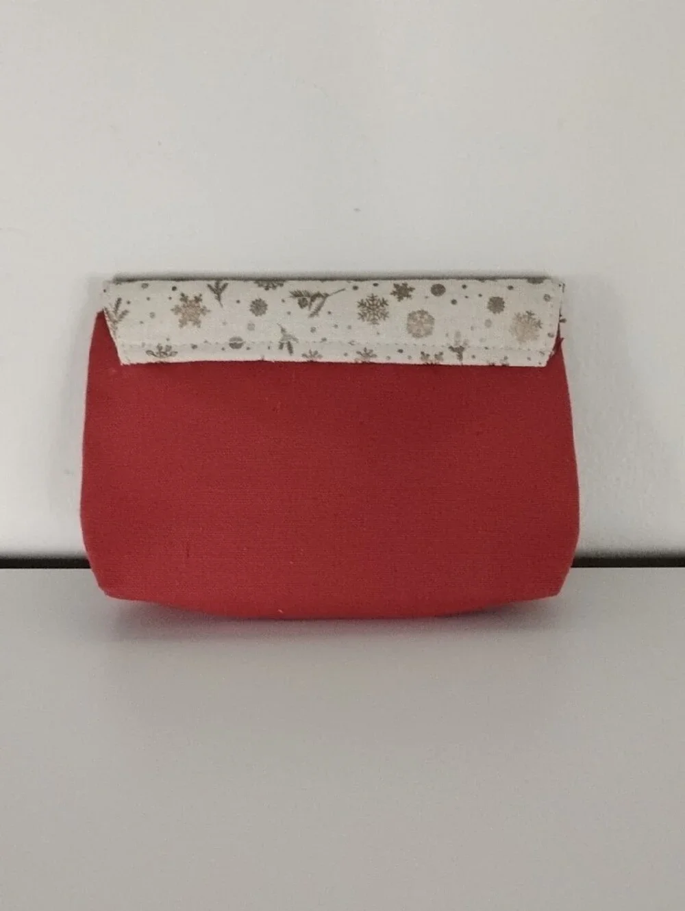 EAC Red Canvas Cosmetic Pouch with Cream Patterned Trim